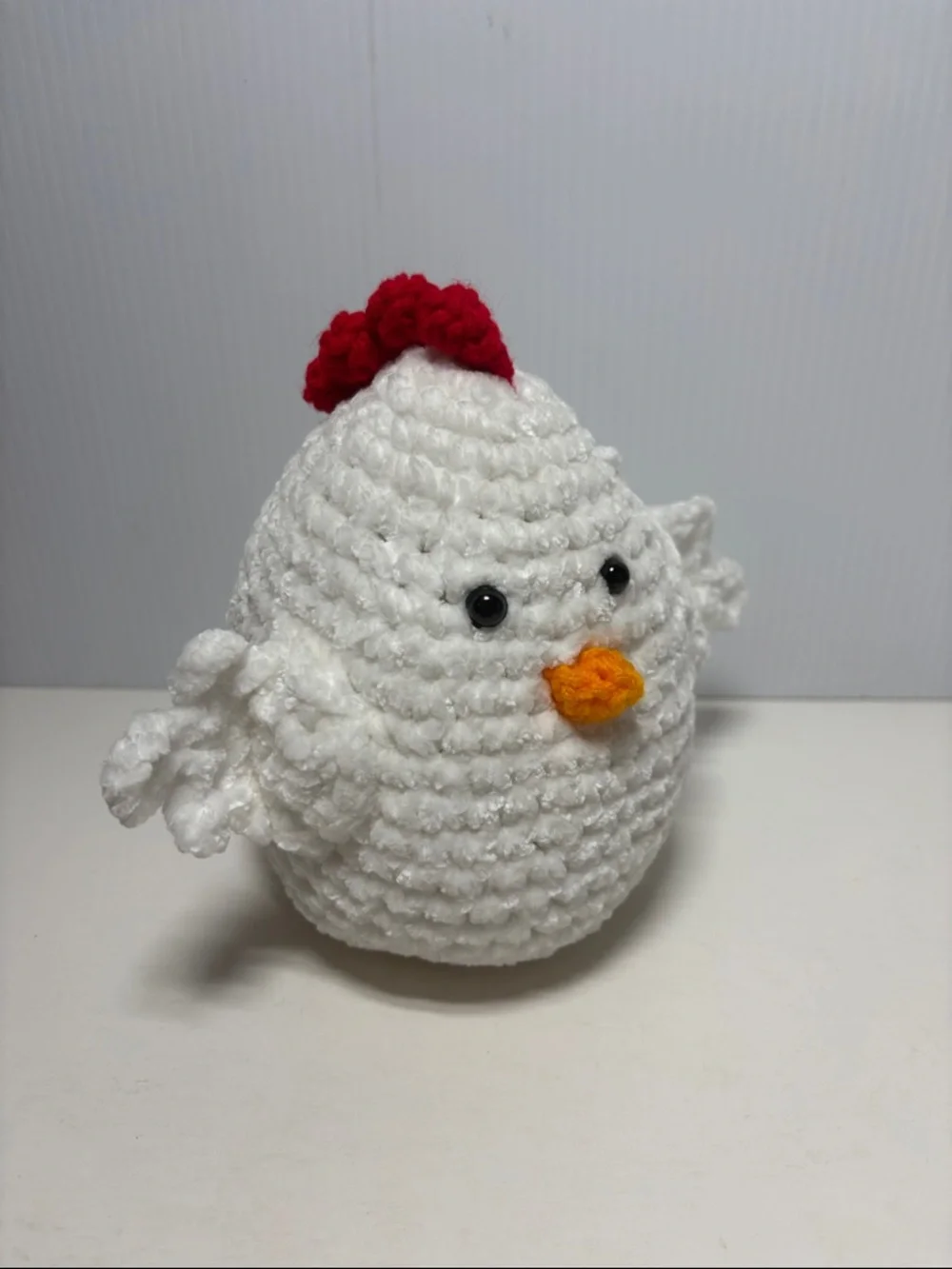 Handmade Plush Chicken Crochet Amigurami White  LP12